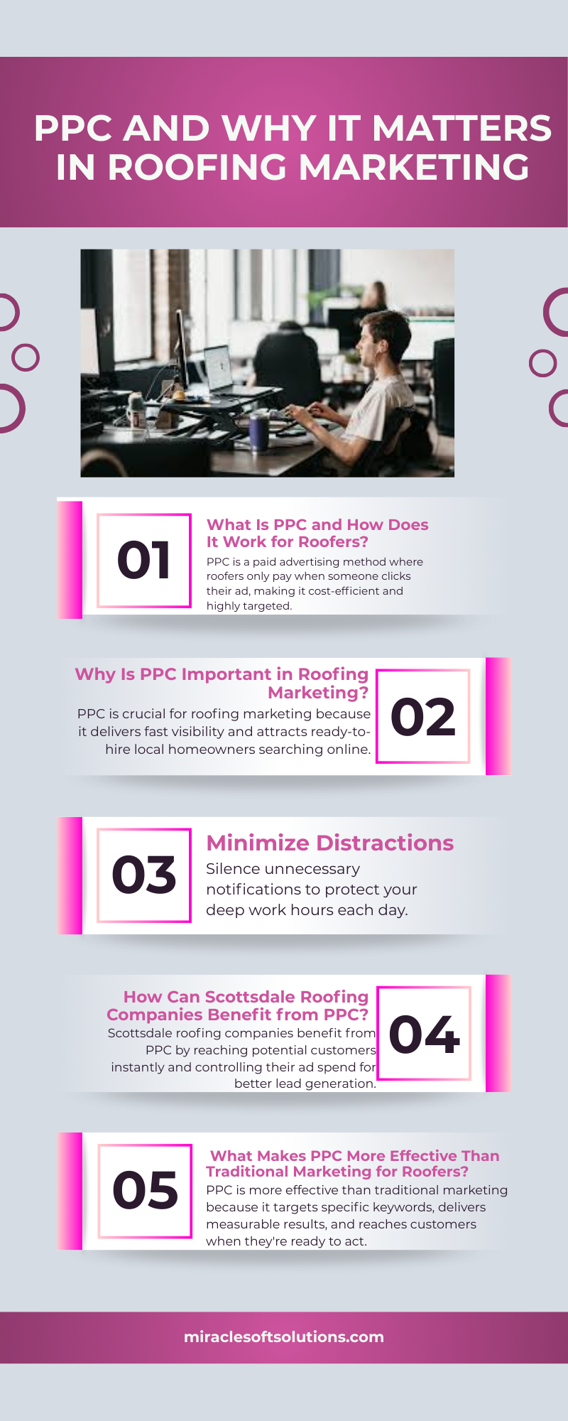 Pink Purple and White Modern Daily Tasks Workflow Process Infographic